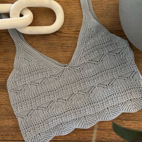 Free People Tops - Baby Blue Crochet Crop Top Tank Top